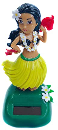 Solar Tanzendes Spielzeug,Asudaro Auto-Armaturenbrett Süßes Dekor Hula-Tänzerin Hawaiian Hula Shaking Head Tänzerin Figur Armaturenbrett Ornament Innenraum Hawaii Party Deko Kinderspielzeug,gelb