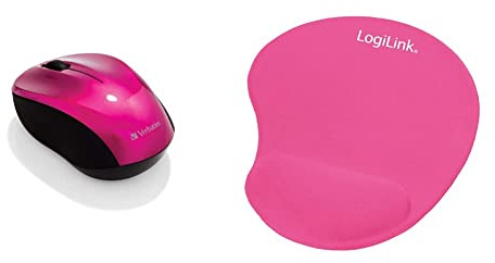 Verbatim GO Nano-Computermaus, kabellose Maus mit 3 Tasten, Funkmaus für Laptop, Notebook, PC und MAC mit 2,4 GHz-Funktechnologie und 1600 DPI, pink
