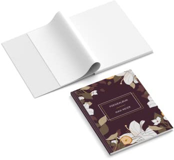 easyprint Poesiealbum personalisiert mit Name/Text | Design Blumen # 2 | 148 x 210 mm | Hardcover | Papier 100 g/m² | Blanko Innenseiten | Farbe wählbar | Freundebuch | Erinnerungsbuch (Rot)