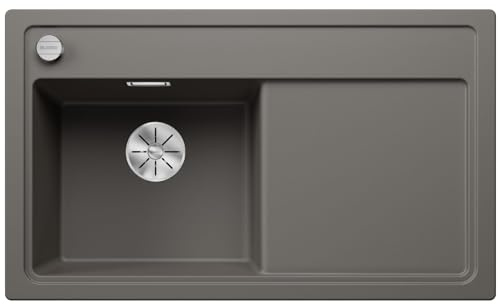 BLANCO ZENAR 45 S Fregadero de granito de color gris silcán, tipo de montaje: instalación desde arriba | lavabo principal a la izquierda | para armarios inferiores de 45 cm de ancho | lavabo grande |