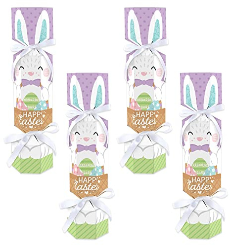 Big Dot of Happiness Spring Easter Bunny - No Snap Happy Easter Party Table Favors - DIY Cracker Boxes - Set of 12