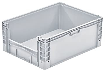 PROREGAL Euro-Norm Großbehälter Insight | HxBxT 32x60x80cm | 133 Liter | Grau | Eurobehälter, Transportbox, Transportbehälter, Stapelbehälter