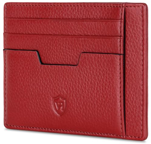 VON HEESEN Echtleder RFID Kartenetui aus Nappa-Leder - 9 Fächer - Querformat Kreditkartenetui für Damen & Herren (Rot)