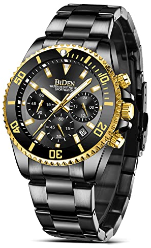 HANPOSH Orologio Uomo Orologio Militare Acciaio Cronografo Impermeabile Luminosi Design Orologi Quadrante Grande da Polso Elegante Sportivo Analogici Data