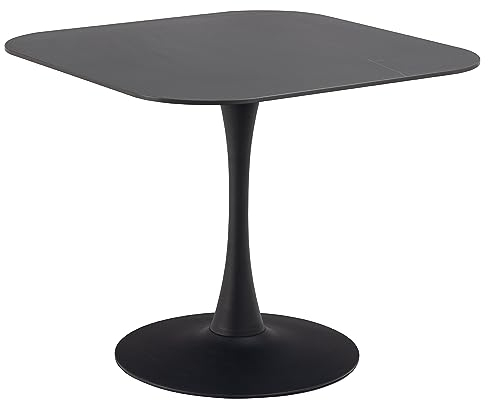 AC Design Furniture Marta Esstisch in Schwarz für 4 Personen, Quadratischer Esstisch, Hitze- und Kratzbeständige Keramikplatte, Trompetenfuß, B: 90 x H: 75 x T: 90 cm