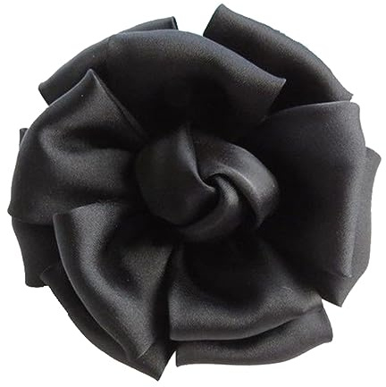 Kabelife Damen Seide Blume Brosche,Blume Ansteckblume, Blume Haarspange, Haarclip Blume, Rosen Haarnadeln Haarblume Haarblüte Haarschmuck(Schwarz)