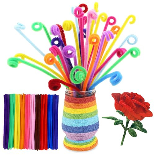 XIAOJING0 100 Piezas Línea Chenilla Limpiapipas de 30 cm,Pipas de Chenilla Pipe Cleaners Manualidades DIY Halloween Decoraciones Navideñas para Manualidades y Decoración- 10 Colors