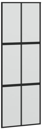 vidaXL Puerta Corredera, Puerta Corrediza, Panel de Privacidad, Puerta Decorativa para Granero Hogar, Vidrio Templado y Aluminio Negra