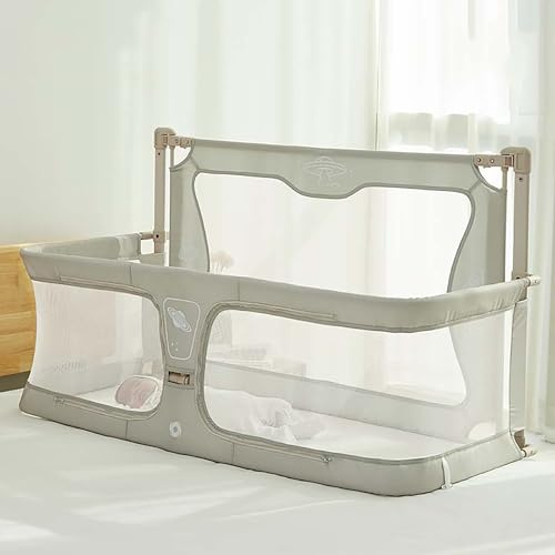 3 in 1Beistellbett Baby,120x50cm,Babywiege, Kinderbett Babybett, beistellbett Baby boxspringbett, Stubenwagen Babybett, Beistellbett mit Moskitonetz, der auf das Bett gestellt Werden kann ( Color : Cr