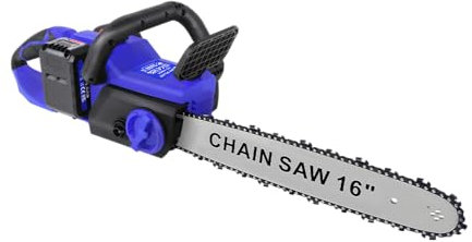 Sega a catena a batteria con batteria e caricatore, motosega elettrica da 16 pollici con sistema a 2 catene e oliatore, motosega portatile con una sola mano per il taglio di rami e alberi da giardino