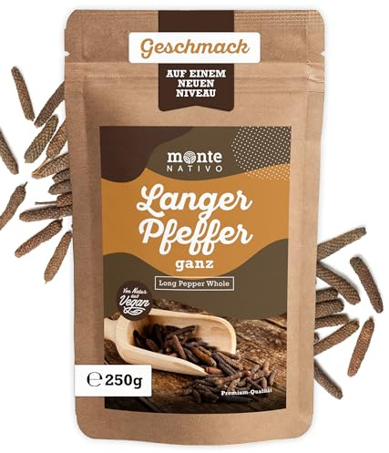 Långpeppar Monte Nativo (250 g) - Långa Pepparkorn perfekt för Matlagning - Naturliga och rena långa Peppar - Torkade Kryddor