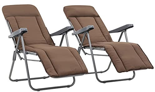 CIADAZ Klappbare Gartenstühle mit Auflagen, Gartenmöbel, Balkonstühle, Chair Outdoor, Balkonmöbel, Hochlehner, Essstühle, Balkon Stuhl, Bistrostuhl, 2 STK. Braun