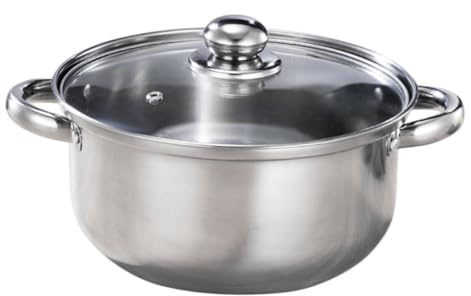 KICHOUSE Olla De Sopa Doméstica De 22 Cm Acero Inoxidable Tapa De Vidrio Visible, Calentamiento Rápido y Uniforme, Compatible Múltiples Estufas, Herramienta De Cocina Multiusos