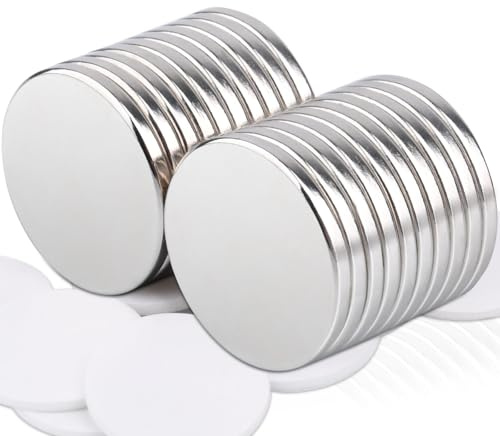 20 Stück Magnete Stark 20x2mm Neodym Magnete Extra Stark, Magneten Stark Groß Runde Starker Magneten für Magnettafel, Kühlschrank, Whiteboard, Büro