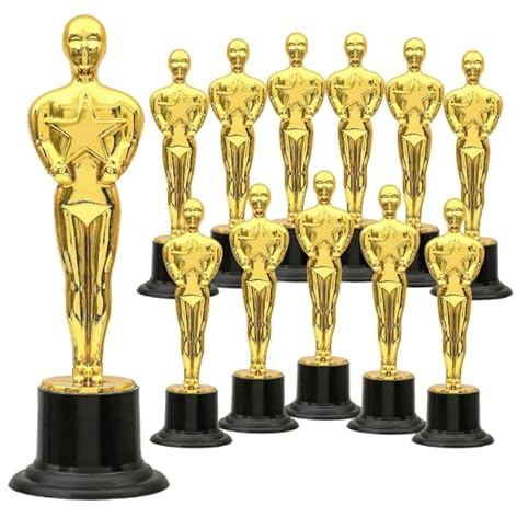 Jazlyvex Lot de 12 trophées de récompense étoiles dorées en plastique de 15,2 cm