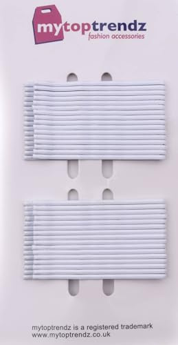 Mytoptrendz® Pack of 32 Kirby Hair Grips Bobby Pins 5cm Long Hairpins Classic Waved Metal Hair Clips Slides Womens Girls Hair Styling Clips Hair Pins (White)