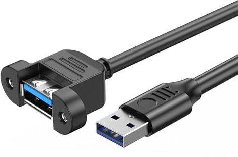 SPONGL USB3.0 Extension Cable USB3.0 Male to Female Adapter Cord with Panel Mount Screws for Industrial Use