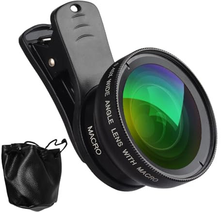 per cellulare – Kit di obiettivi super macro 0,45x, grandangolo 0,45x, kit di lenti super macro, fotocamera fotografica con clip per tutti gli smartphone
