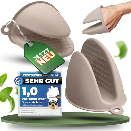 KNUSPERLIEBE® Ofenhandschuhe aus Silikon | BPA-FREI | hitzebeständig bis 240°C & spülmaschinenfest | Topfhandschuhe zum Kochen,Topflappen, Backen & Grillen | Kochhandschuhe Backhandschuhe