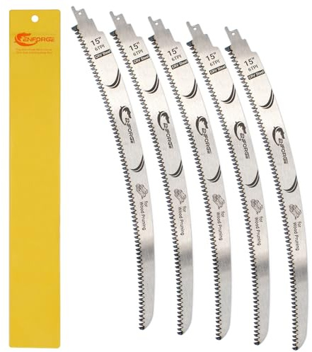 Cenforge Japanese Teeth Wood Pruning Reciprocating Saw Blades, 15 Inch, 6 TPI, Arc Edge Wood Pruning Saw Blades for Tree Trimming, for Sawzall Blades for Trees (5 Blades)