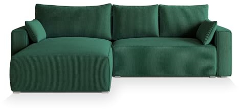 Masseno Ecksofa FORIL P mit Schlaffunktion L-Form, Sofa mit Bettkasten, Wohnzimmersofa, Couch, Soffa, Bettsofa, Couchgarnitur- Grün, POSO 14