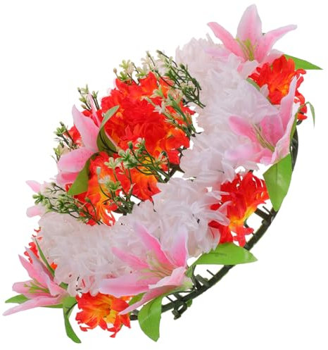 PRETYZOOM Künstlicher Opferkranz Fürs Grab Trauerkranz Friedhofskranz Aus Kunstblumen Blumenkranz Für Beerdigung Zarter Kranz Mit Blumen