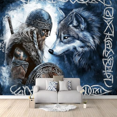 Fotomurales infantiles Guerrero antiguo estilo celta runas Fotomurales 3D Tv Fondo Pared Moderno Dormitorio Murales Fotomurales Decorativos 200 x 140 cm