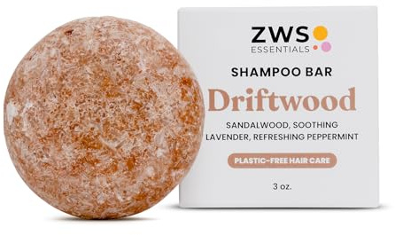 ZWS Shampoo Bar, Vegan Hair Cleanser for Travel, Gym, and Camping, Safe for Colored &Treated Hair, Supports Oily Hair, Dandruff, and Sensitive Scalp Care, Made in USA, Driftwood