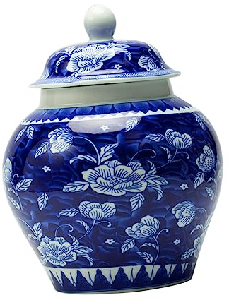 iplusmile Pot à Thé Céramique Bleu Blanc Boîte de Rangement Hermétique Multifonction pour Cuisine Conserve Fraîcheur Protège Humidité et Poussière