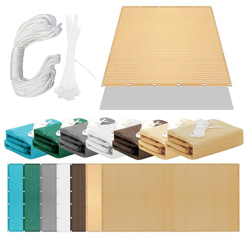 Telo Vela Ombreggiante 160 x 210 cm Protezione Raggi UV Rete Parasole Antipioggia, Antivento e Resistente Al Sole Adatto per Giardino Terrazzo e Campeggio, Color Crema