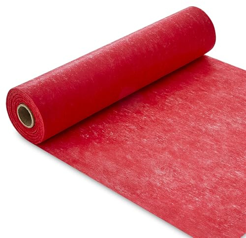 GUJOXILA Tischläufer Vlies Rot Tischband Rolle Dekoratives Weihnachten | Silvester Advent 30 cm x 25 m Kommunion Deko Tischdeko für Geburtstagsdeko Hochzeit Party Dekoration Festliche