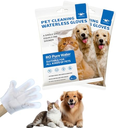 YUVKIN 12 Pièces Lingette Chien Nettoyante, Lingette Chien Chat, Gants de Nettoyage pour Animaux de Compagnie, Gant Poils Animaux, Solution Pratique Sans Lavage
