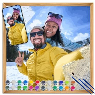 frides Personalisiert Malen Nach Zahlen Erwachsene - Individuelles DIY Gemälde ab eigenem Foto, Personalisiertes Geschenk für Paare, Familie, Freunde, Haustiere, Home Decor(30x30cm)