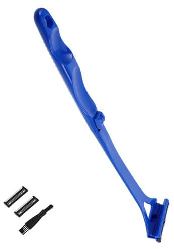 MAGICLULU Rasoio Manuale con 3 Lame per Rimozione Peli Schiena e Corpo Maschile Ergonomico con Impugnatura Antiscivolo
