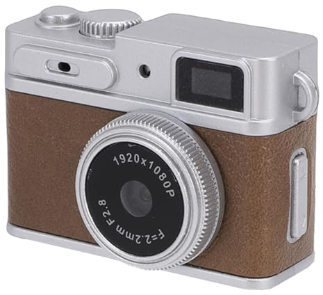 Annadue Appareil Photo Numérique Porte-clés, Caméscope Poche 1080P FHD avec écran de 0,96 Pouces, Carte Mémoire 32 Go, Transfert Données OTG, pour L'enregistrement Quotidien (Brown)