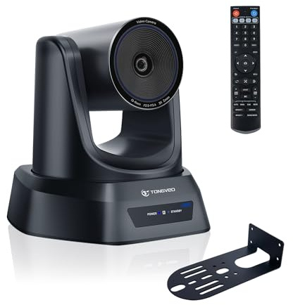 TONGVEO 4K PTZ-Konferenzkamera, KI-Auto-Tracking, 3X optischer Zoom, HDMI/USB 3.0, 93°-Weitwinkel für Live-Streaming, Meetings, Zoom, YouTube & OBS.