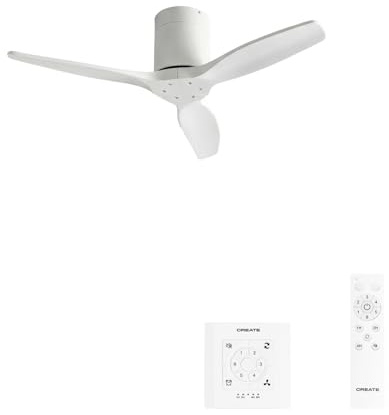 CREATE / WINDCALM S/Ventilador de techo ABS blanco con controlador y mando / 40W, Silencioso, Ø112 cm, 6 velocidades, temporizador, función verano-invierno