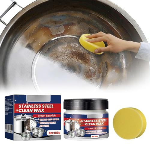 Stainless Steel Cleaner,100gML Stainless Steel Clean Wax,Magical Nano-Technology Stainless Steel Cleaning Paste,Polish,Metal Polish Paste,Stainless Steel Scratch Remover Cleaners Polish