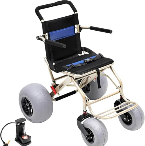 ZMJGLL Carrito de Playa Plegable con Ruedas Grandes, Silla de Ruedas de Playa Todoterreno, con Asiento de 12 x 9, Silla de Transporte