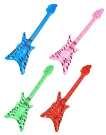 KAILIKETIY Chitarre Gonfiabili Rock Anni 80 90 Set 4 Pezzi Affidabili in Pvc Stile Retrò Colore Casuale per Feste Indoor e Outdoor Concerti Decorazioni