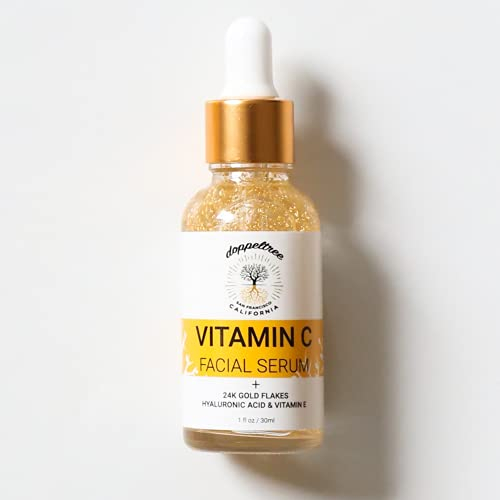 Vitamin C Serum Gesicht Bio - mit 24K Gold, Hyaluronsäure, Vitamin E - Formuliert in San Francisco