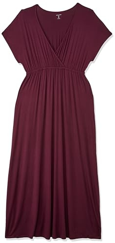 Amazon Essentials Robe Longue cintrée (Disponible en Grande Taille) Femme, Bordeaux, XL