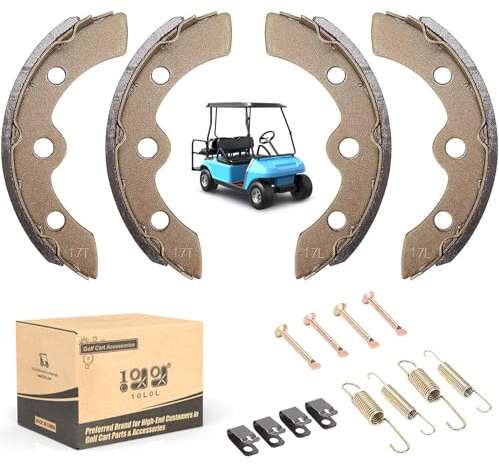 10L0L Golf Cart Brake Shoes/Pads Brake Spring Kit for Club Car DS & Precedent 1995 Up, Tempo 2018 Up, EZGO TXT Medalist 1986.5-1995, Yamaha G1 G2 G8 G9, OEM 101823201, 101816301 (2 Short & 2 Long)