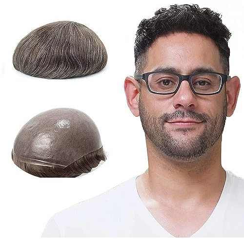 Lordhair Perücke Männer,Realität Toupet,0,06 mm Alle V-Looped Dünnes,Haarfreestyle,Natürlich eng anliegend, Elegant und Schön