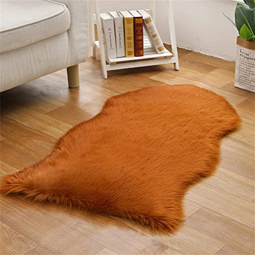 Tomifine Faux Lammfell Teppich, Kunstfell Dekofell Teppich Flauschiger Schaffell Bettvorleger für Schlafzimmer Bett oder Wohnzimmer Sofa Matte (45x70 cm,Braun 5)