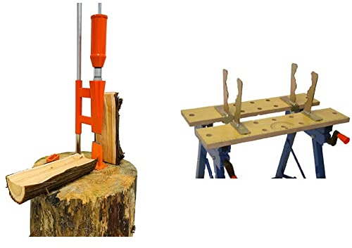 Forest Master Smart Splitter Manual Log Splitter Axe Wedge Maul & Forest Master Log Bench Jaws for Workbench