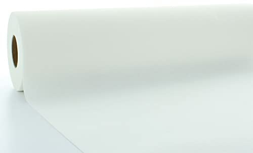 Mank Airlaid Tischdeckenrolle | Tischdecken-Rolle stoffähnlich | Einmal-Tischdecke für Hochzeiten und Events | 100 cm x 25 m | (Airlaid + Pearl Coating (abwaschbar), Weiß)