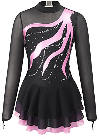 Alvivi Eiskunstlauf Kleid für Kinder Mädchen Ballettkleid Ballettanzug Gymnastikanzug Latein Tanzkleid Eislaufen Wettbewerb Tanzkleidung