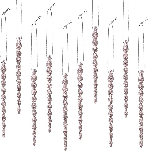30 Stück Kunststoff-Eiszapfen verdrehte Kunststoff-Eiszapfen Weihnachtsschmuck Eiszapfen Dekoration Weihnachtsbaum und Urlaub Xmas Party Hochzeit zum Aufhängen (Roségold, 15 cm)