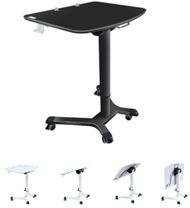 HGTRH Stehpult HöHenverstellbar Faltbar, Laptoptisch HöHenverstellbar mit Rollen, Klappbar Beistelltisch Bett Klein Stehschreibtisch Mobiler Steh-Sitz Schreibtisch BüRo Stehtisch Laptop